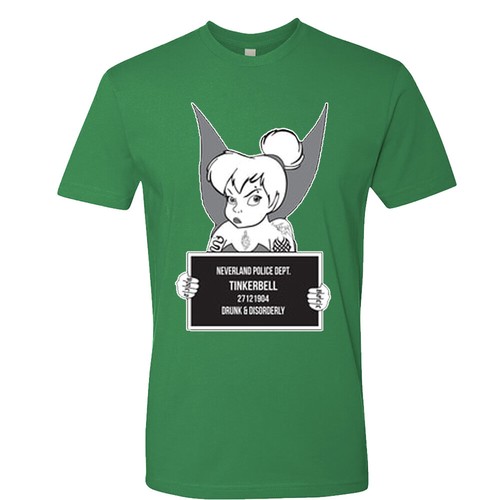 Drunk Tinker Punk Bell Mugshot Unisex T-Shirt lustig tätowiert Fee Nimmerland PD - Bild 1 von 19