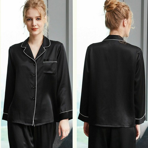 Womens 19mm 100% Mulberry Silk Pajama Set Lounge Pant Nightshirt Tracksuit set - Picture 10 of 21