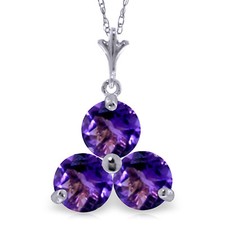 0.75 CTW 14K Solid White gold fine Amethystong Equals Amethyst Necklace 20"