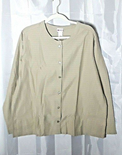 American sweetheart Button Long Sleeve Top Low Side Pockets size XL Greenish Tan - Picture 1 of 5