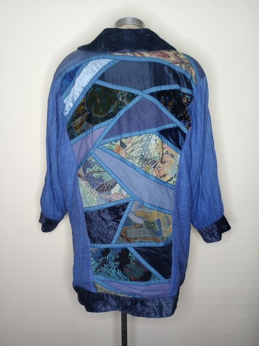 Jacket Blazer Womens Size 2XL Tapestry Patchwork Velvet Boho Artsy Vintage 1980s - Picture 2 of 8