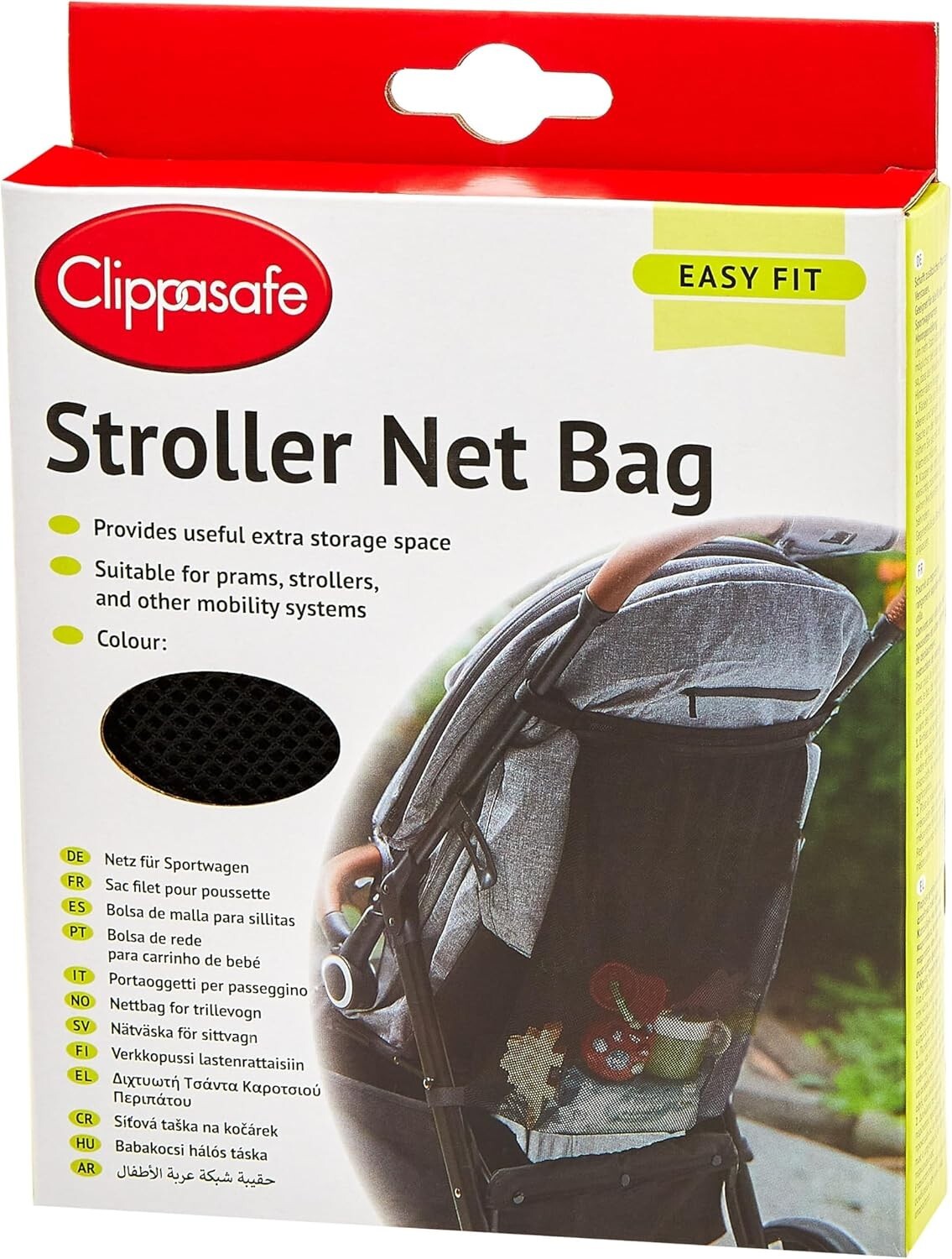 Clippasafe stroller net bag in Black for extra storage