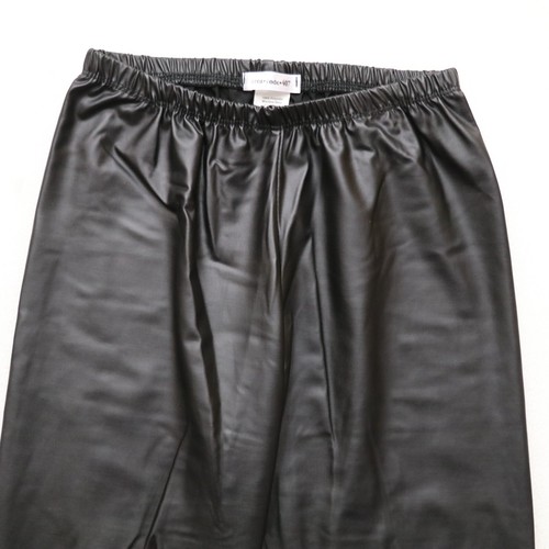 AREA CODE 407 GIRL'S SIZE 16 BLACK LEGGINGS ANKLE PANTS STRETCH VINYL LIKE - Picture 2 of 4