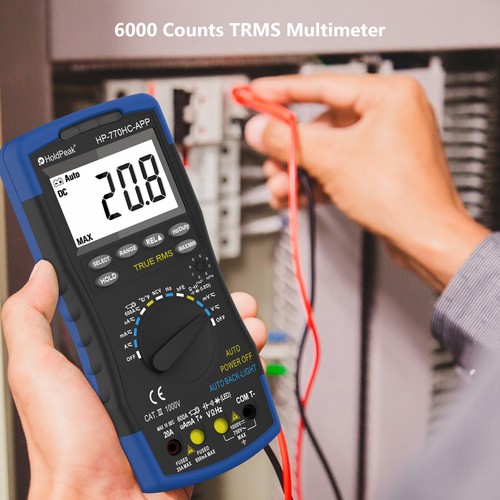 Digital Multimeter Voltmeter TRMS 6000 Zählen AC/DC NCV 1000V 20A Bluetooth Test - Bild 5 von 18