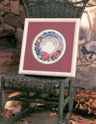 Window Cloth & Welcome Wreath Cross Stitch Magazine Patterns - 2 Elegant Designs - Picture 2 of 2