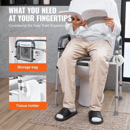 VEVOR Raised Toilet Seat 19.3"-25.2" 350 lbs Universal Toilet Riser for Elderly - Picture 6 of 12
