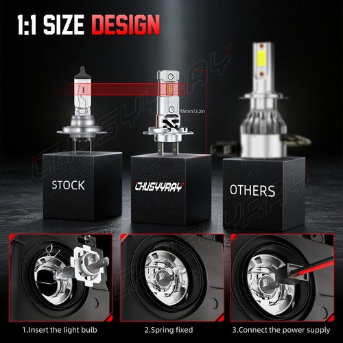 Fit BMW S1000RR 2009-2019 -2x H7 White 6000K LED HID Headlight Bulbs Upgrade Kit - Foto 10 di 11