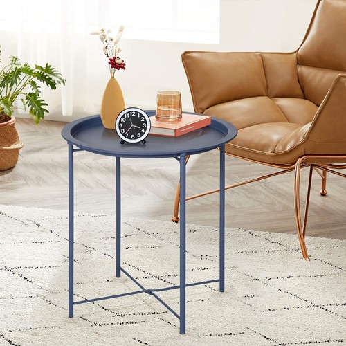 Set of 2 Round End Side Table Living Room Small Metal Coffee Table Nightstands - Picture 4 of 31