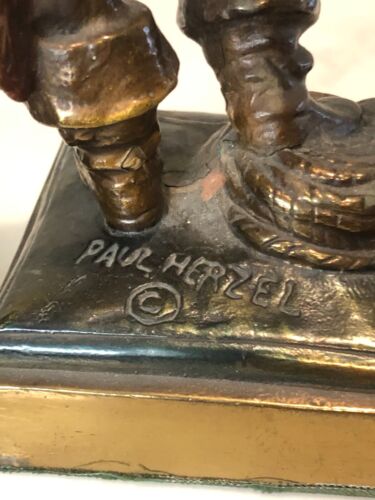 Paul Herzel, Antique Pompeian Bronze Pirate Sculpture Bookends - Picture 7 of 12