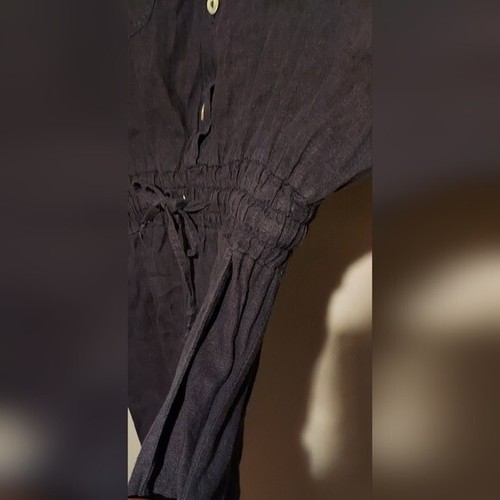 Francesca Bettini Made In Italy 100% Leinen Hemdblusenkleid Blau M Strand Küste Boho - Bild 7 von 9