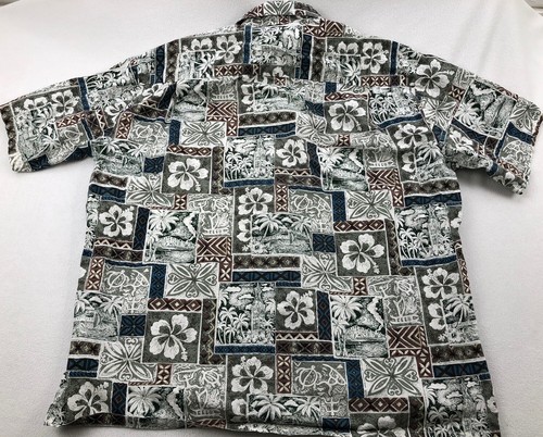 Vintage Hawaiian Togs Mens 2XL Shirt Brown Floral Aloha Camp Hibiscus AOP - Picture 11 of 15