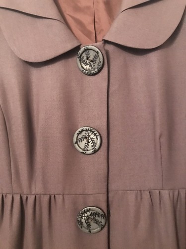EUC S 10 Andrea Behar Swing Jacket Brown Pleated Collar Large Buttons Pleated Cu - Picture 4 of 12