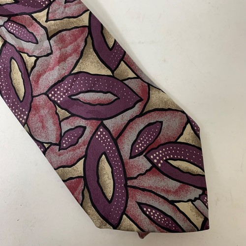 RARE VTG Givenchy Monsieur Abstract Print Purple Silk Tie Old Money Luxury - Picture 2 of 4