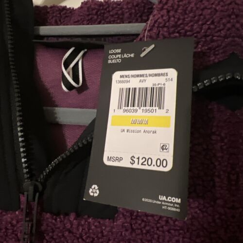 $120 NEW Under Armour Anorak Jacket Mens M Purple Pullover Fleece Mission Boucle - Picture 3 of 7