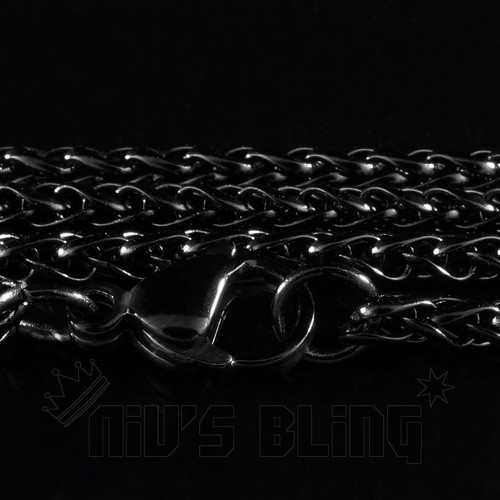 18K Schwarz Vergoldet 316L Edelstahl WEIZENGEFLOCHTENE KETTE Rotguss Halskette - Bild 7 von 11