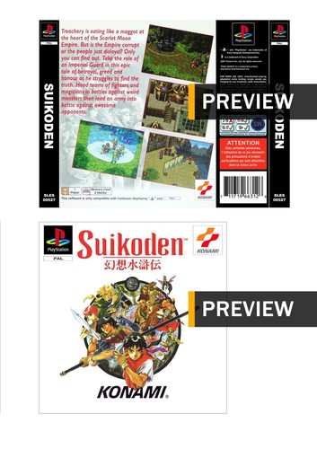 Suikoden KONAMI PlayStation PS1 Ersatz Inlay Hüllen Artwork Vorder Rückseite - Bild 1 von 8