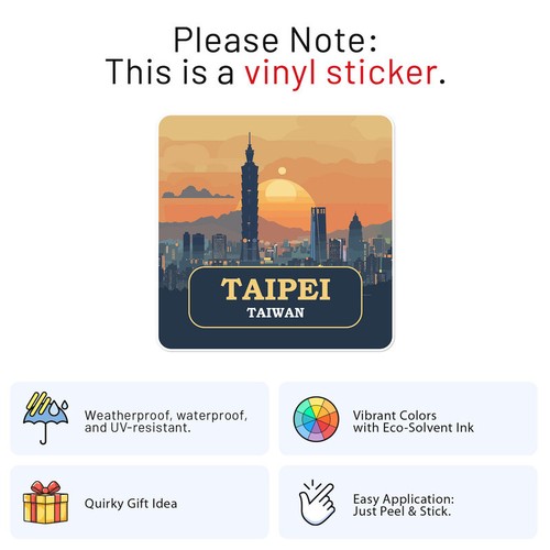 Calcomanía de vinilo impermeable para parachoques de coche de Taiwán Taipei City - Imagen 2 de 6