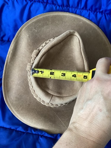 Minne Tonka Genuine Leather Wide Brim Hat with Braided Leather Accent Size Small - Picture 3 of 11