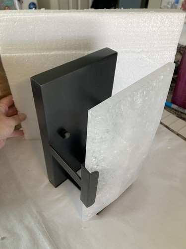 Wall Sconce Lighting Stone Glass Black Natural Rock Clear Indoor Decor 10” X 5” - Picture 6 of 20