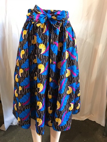 Women's Printed African Midi Skirt WITH POCKETS One Size + HEADWRAP - Picture 12 of 35