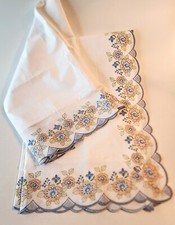 Pair of Vintage Handmade Embroidered Cotton Pillow Shams Queen Size New Old Stoc