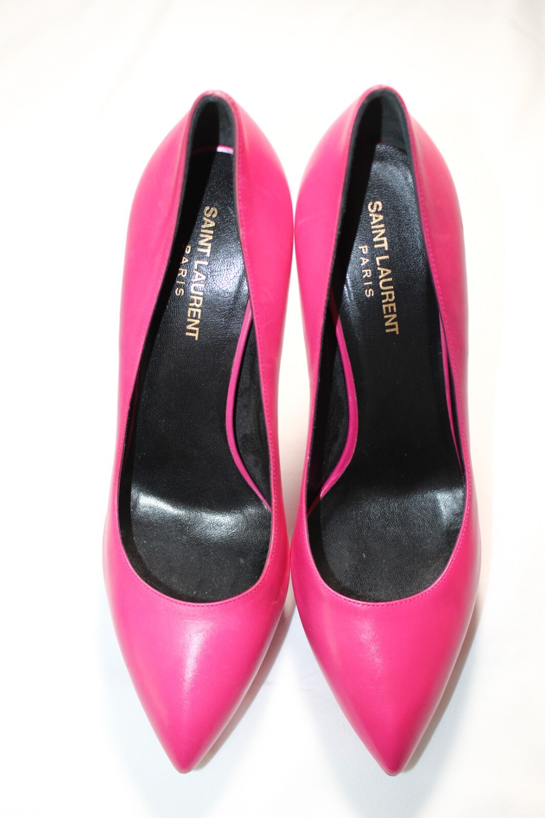 Saint Laurent Janis decolte con tacco plateau a punta in pelle rosa 40