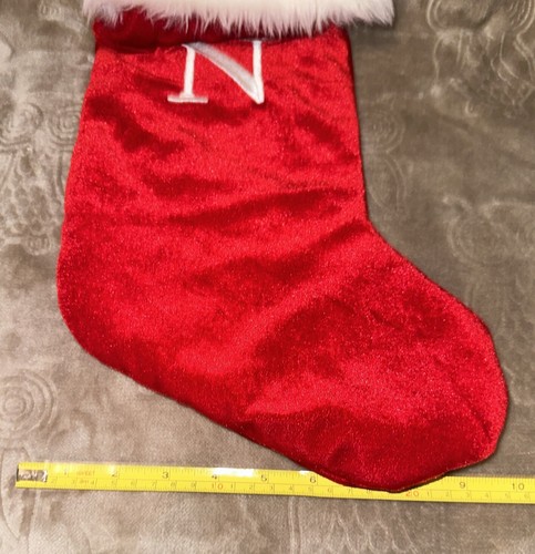 Kohl’s Monogramed Letter N 20’ Inch Red/White Christmas Stocking NWOT - Picture 11 of 11