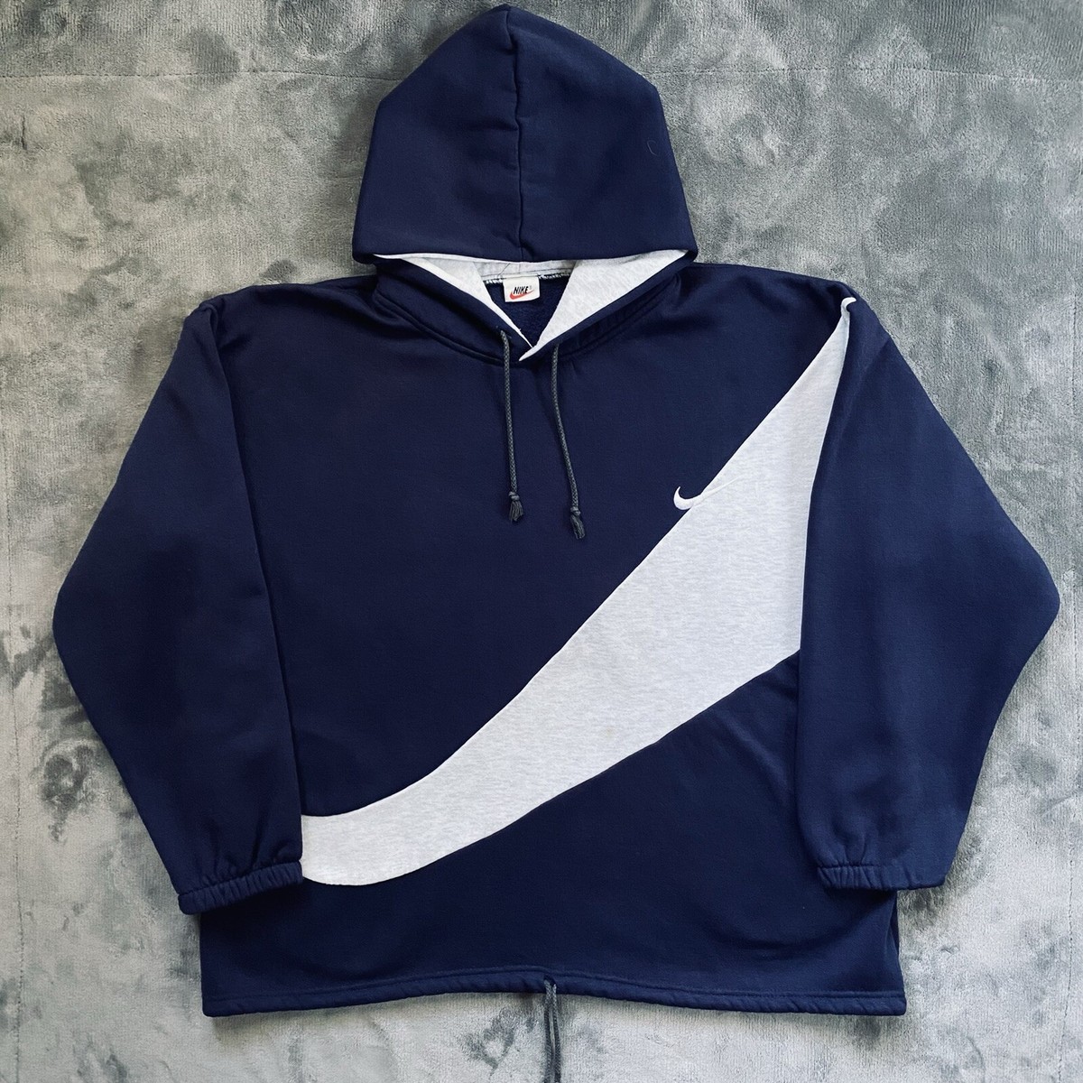 Vintage 90's Nike Mini Swoosh/Big Swoosh Hoodie - Navy/Grey