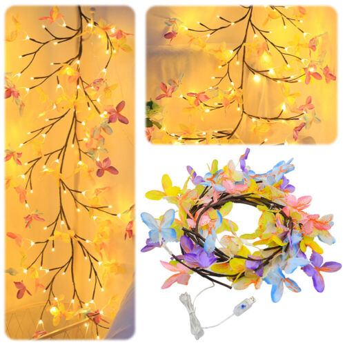 LED Butterfly Willow Vine String Lights 8 Modes Lights Decor (1.8m Color Remote) - Picture 7 of 12