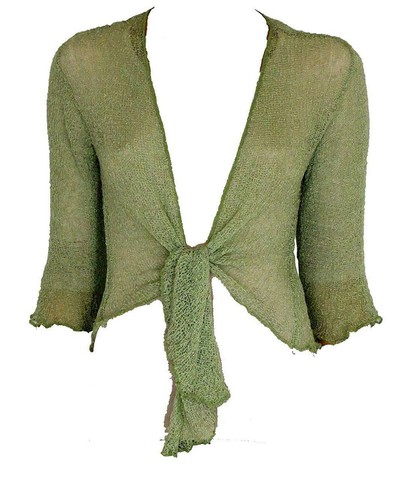 Women Bolero Knitted Tie Up Open Front Shrug Ladies 3/4 Sleeve Cardigan Top 8-14 - Picture 34 of 39