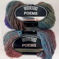 Wisdom Wool Ombre Yarn Lot 2 Skeins Poem Bruges Self Striping 50g 1.75 oz 109 Yd