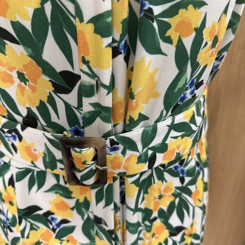 F&F Yellow & Green Floral Button Through Belted Shirt Dress Size 18 Worn Once - Picture 3 of 7