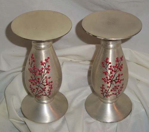 THE WHITE BARN CANDLE CO. SOLID METAL FLORAL CANDLE STAND, HOLDER, PILLAR-8 INCH - Picture 3 of 12