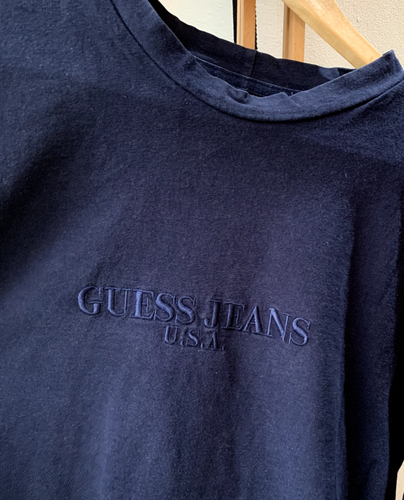 Navy Guess embroidered sweatshirt size XL - Picture 2 of 3