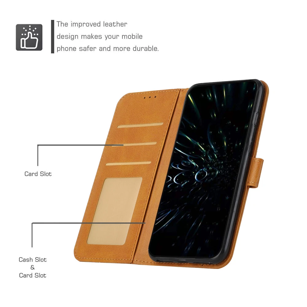 Durable Leather Wallet Stand Case for iPhone 16 15 14 13 12 11 Pro Max Plus