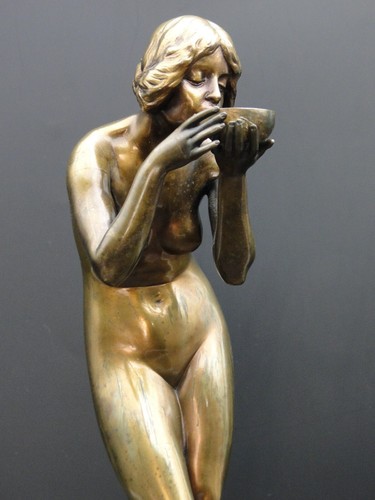 Bronzefigur Jugendstil Viktor Seifert Gladenbeck Berlin weiblicher Akt um 1900 - Bild 4 von 22