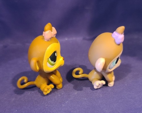 Littlest Pet Shop #216 1161 Baby Monkey Brown Pink Bow Buggy Blue Green Eyes LPS - Picture 5 of 10