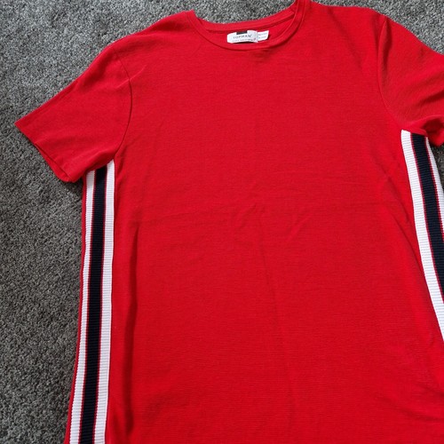 Topman Men's Red T-Shirt With Side Stripe Size Small - Picture 5 of 5