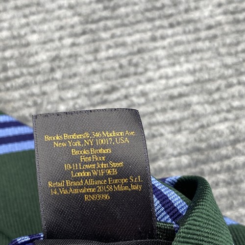 Brooks Brothers VTG Tie Mens Silk Regimental Green Blue Stripe USA Made 3.5 x 60 - Picture 7 of 8