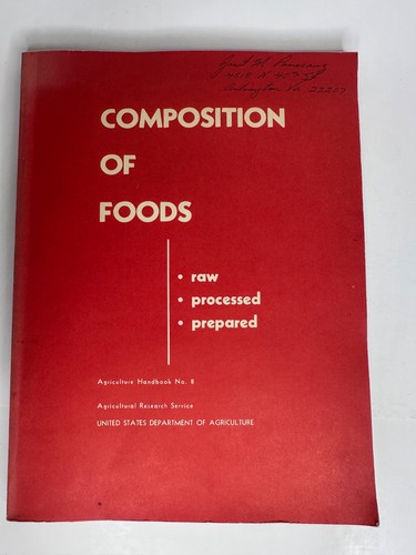 Composition of Foods Agriculture Handbook US Dept 1963 - Imagen 1 de 6