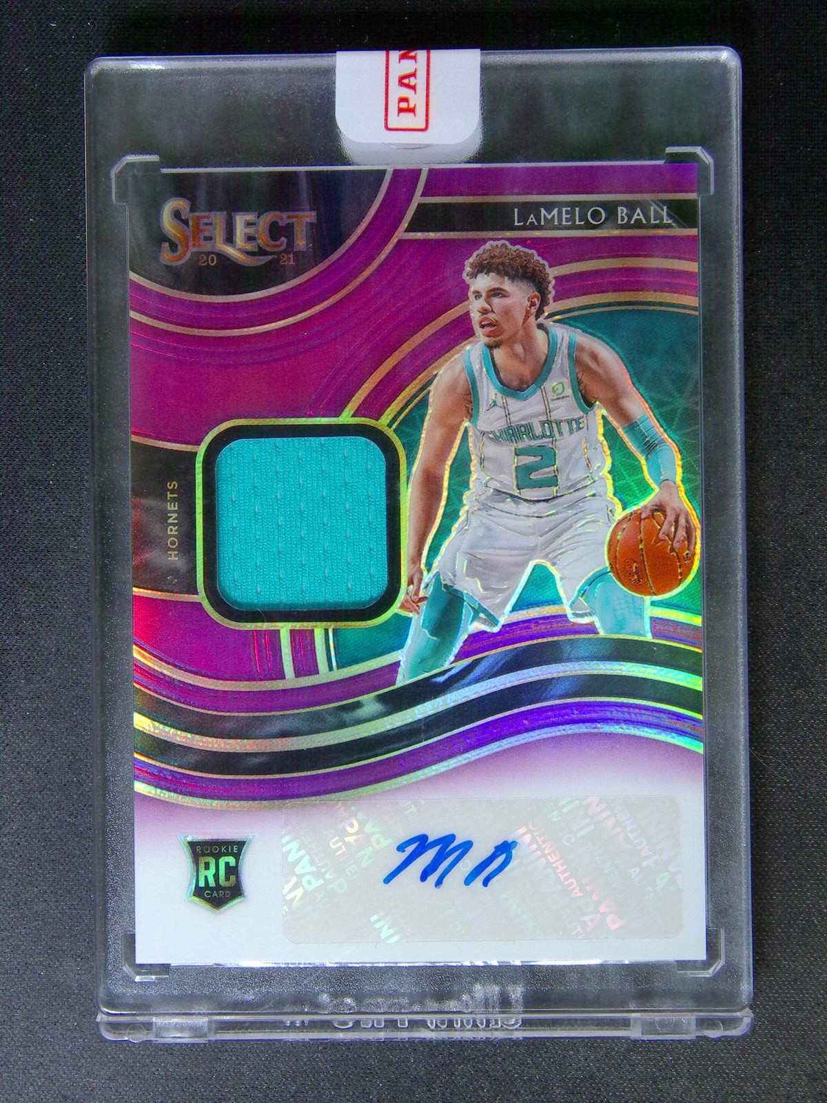 2020-21 Panini Select LaMelo Ball RC Rookie Jersey Patch Auto RJA Purple /99