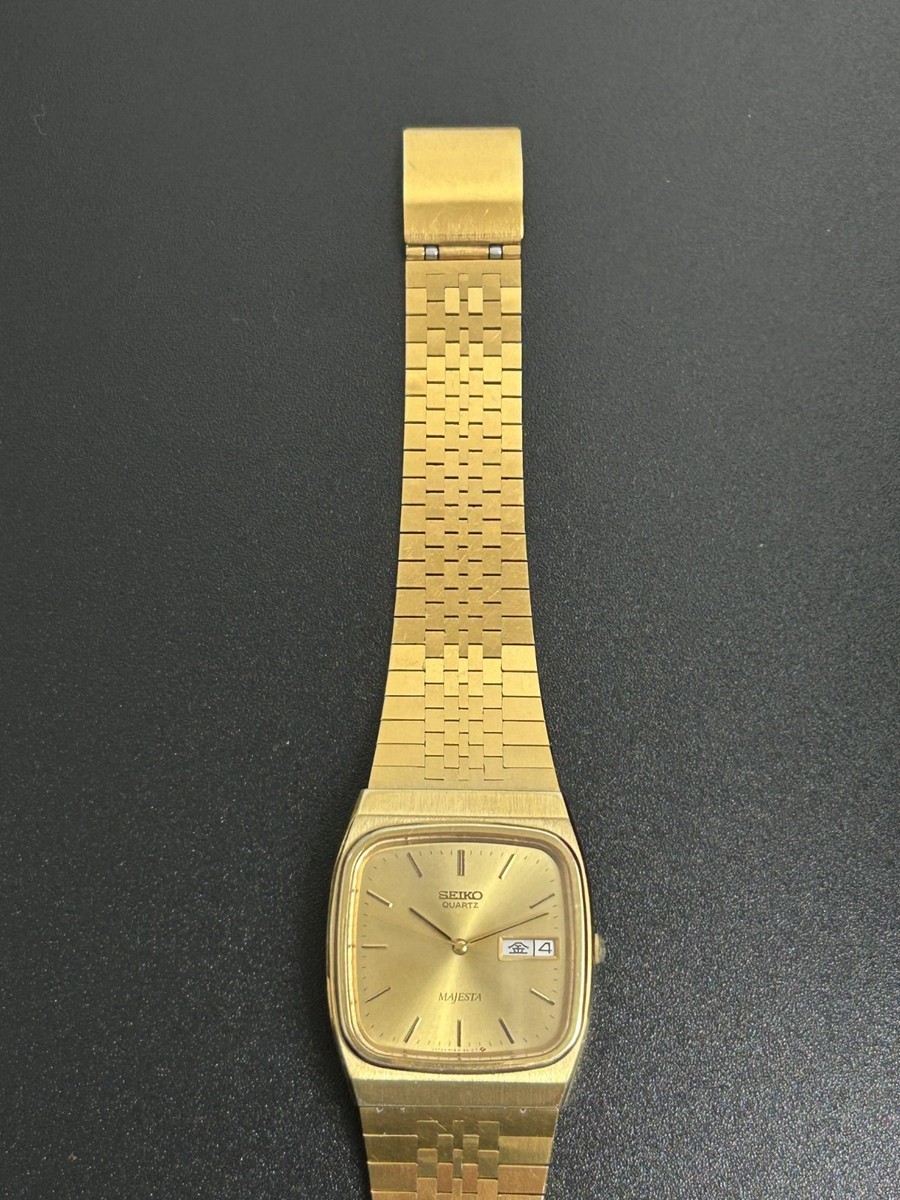 SEIKO WATCH MAJESTA 9063-5010 QUARTZ GOLD DAY DATE KANJI