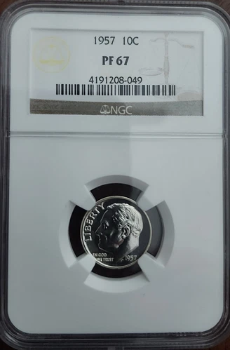 1957 Proof Roosevelt Silver Dime 10C NGC PF 67