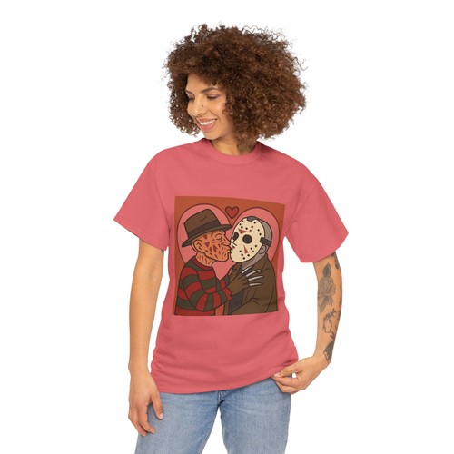 T-shirt Freddy Kissing Jason unisex cotone amore non muore mai coppia horror Halloween - Foto 29 di 157