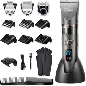 Hatteker Trimmer barbe pour les hommes Clipper professionnel gris