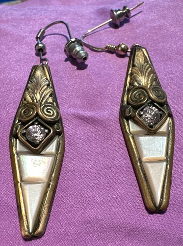 Navajo Silver Ray S.Ray 925 Sterling Silver MOP Drop Dangle Earrings *read Descr - Picture 3 of 13