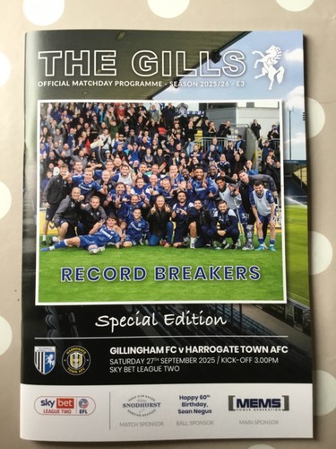 GILLINGHAM v HARROGATE TOWN 2025-26 21 SPIELE UNGESCHLAGEN CLUB REKORD ENDET