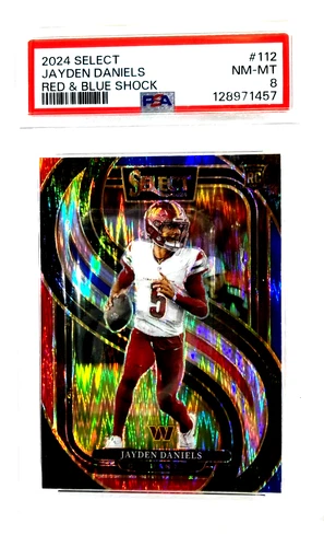 2024 Panini Select Red Blue Shock Jayden Daniels Rookie #112 PSA 8