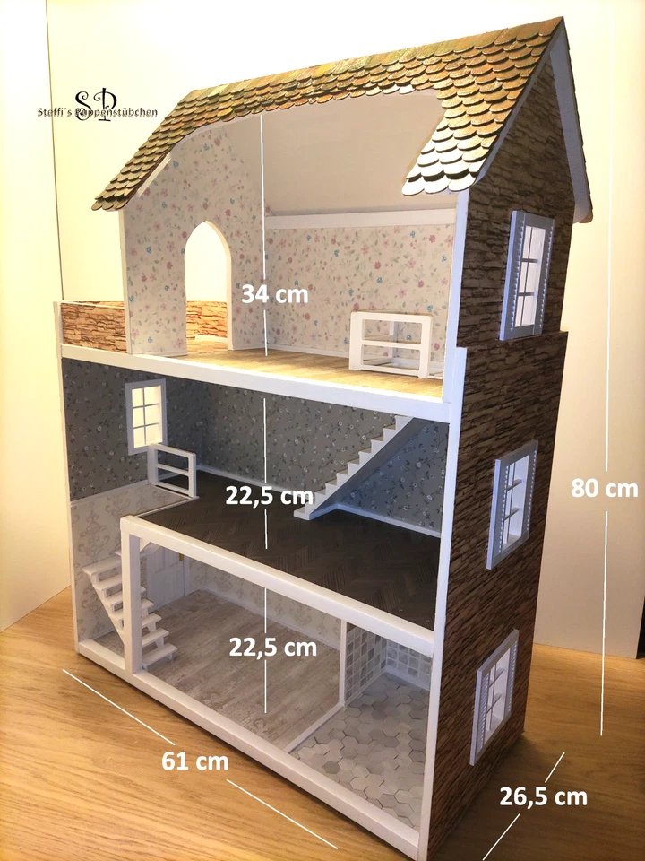 "Traumhaus" Großes restauriertes Puppenhaus  für Miniaturen in 1:12 - Bild 2 von 4