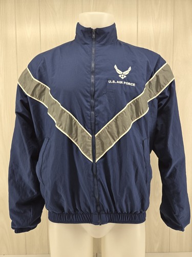 Air Force Jacket Mens Blue Gray Reflective Full Zip PT US Military Small Regular - Picture 3 of 11